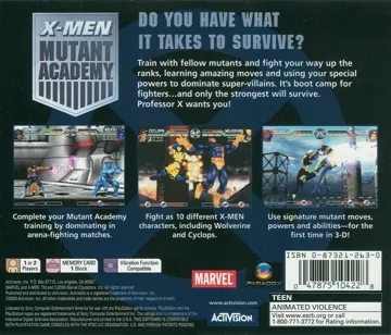 X-Men - Mutant Academy (US) box cover back
